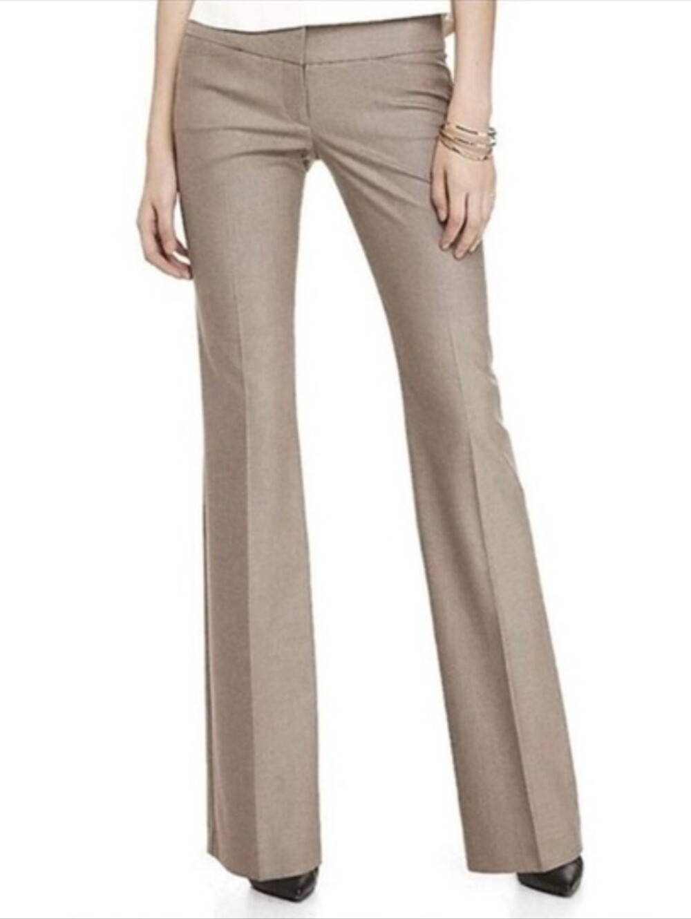 Express Design Studio Tan Editor Wide Leg Trouser Pants Women's 0